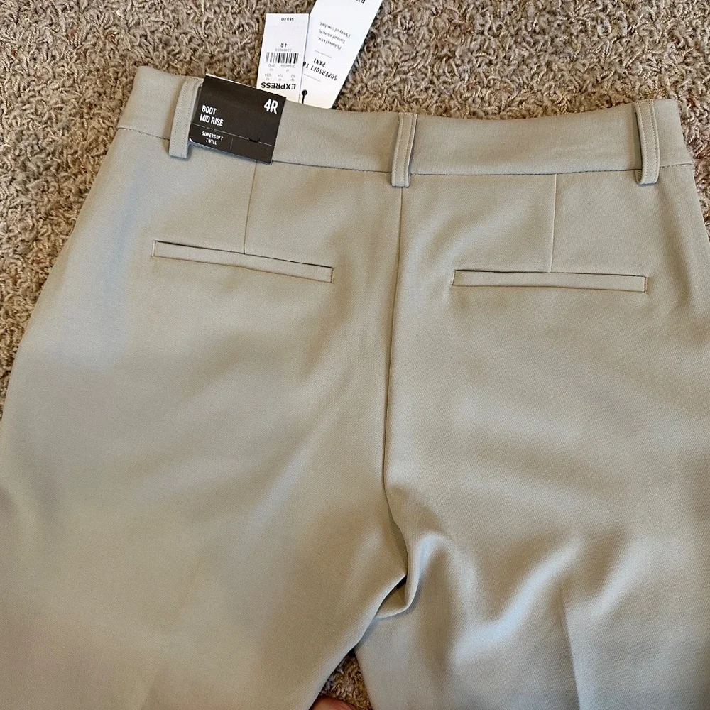 NWT Express Beige/Taupe Mid Rise Boot Supersoft Twill Pant - 4R - Picture 15 of 16